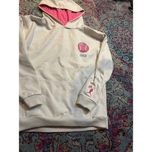 Baseballism Hoodie Cream Pink Doubles & Bubbles Graphic Pullover Sweatshirt L